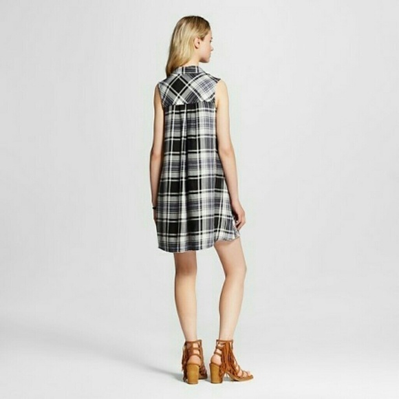 Black & white plaid shift shirt dress size XS New - Picture 6 of 8
